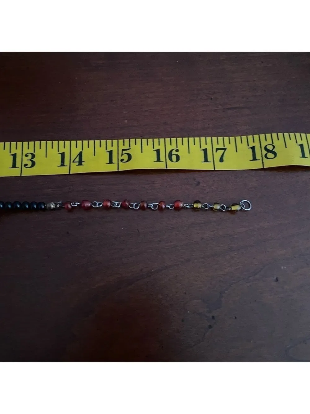 Vintage Hand Painted Murano Glass Beaded Necklace 17” Red & Gold Accent Jewelry